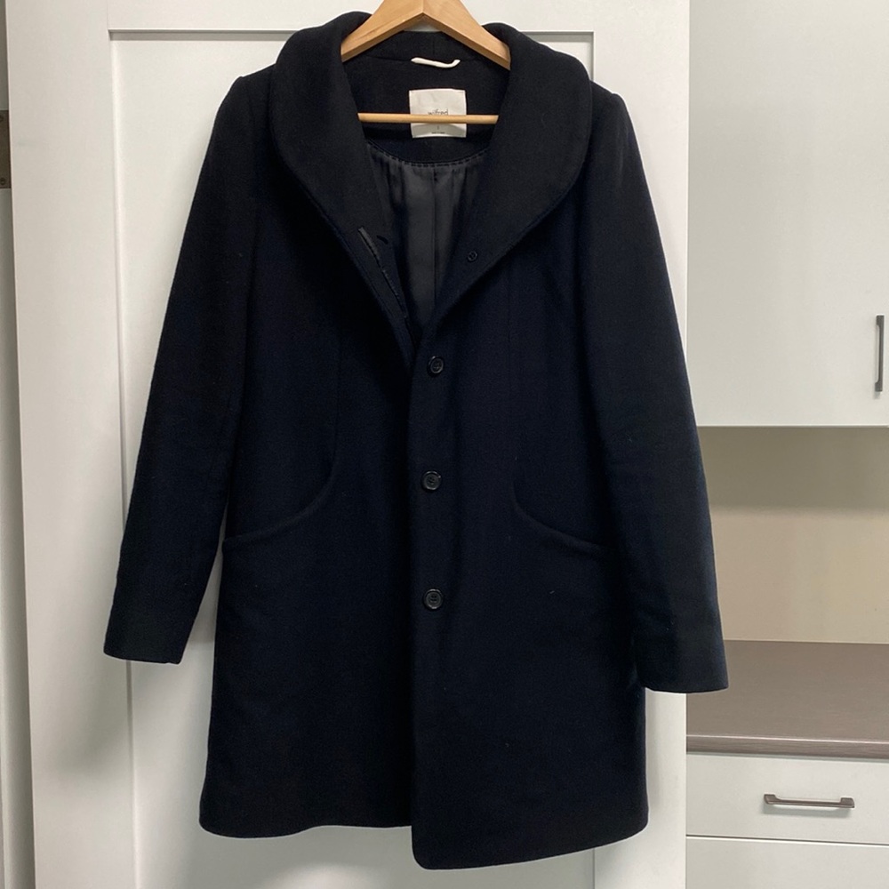 Aritzia Wilfred cocoon wool jacket. Size small, black.